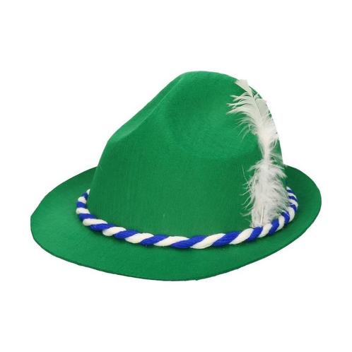 Groene bierfeest/oktoberfest hoed met blauw/wit Beieren ko.., Hobby en Vrije tijd, Feestartikelen, Ophalen of Verzenden