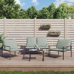 vidaXL 4-delige Loungeset met kussens staal antracietkleurig, Verzenden, Nieuw, Rvs, Loungeset