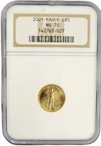 Gouden American Eagle 1/10 oz 2001 NGC MS70 gecertificeerd, Postzegels en Munten, Munten | Amerika, Goud, Losse munt, Verzenden