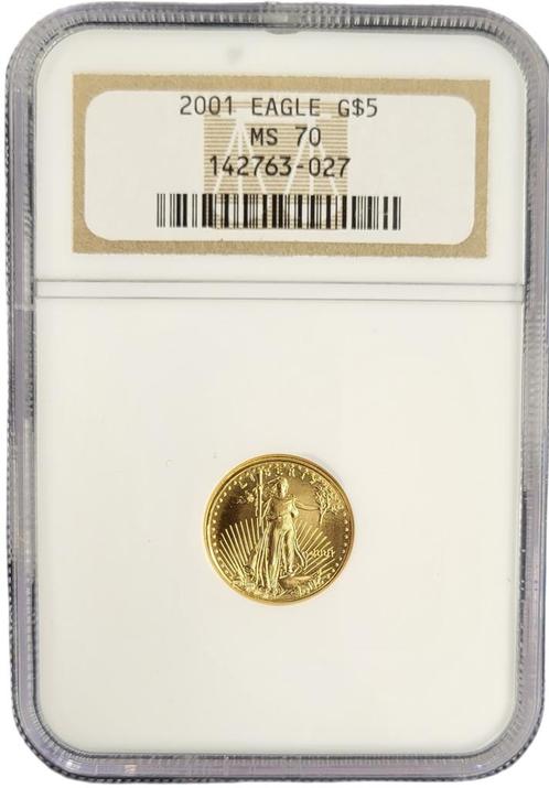 Gouden American Eagle 1/10 oz 2001 NGC MS70 gecertificeerd, Postzegels en Munten, Munten | Amerika, Midden-Amerika, Losse munt