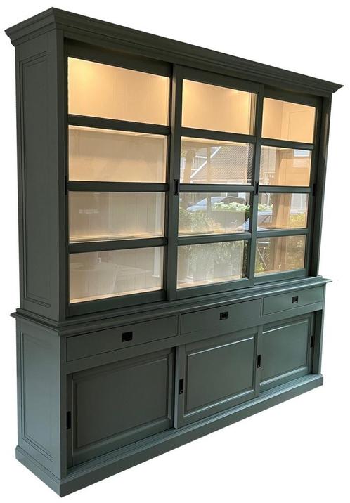 Buffetkast Engels groen Ermelo  260 x 240cm led verlichting, Huis en Inrichting, Kasten | Buffetkasten, Ophalen of Verzenden