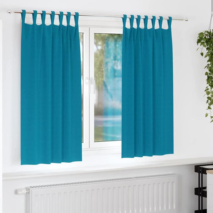 vidaXL Zwart-out Gordijnen met Ringen 2 pcs Turquoise 175 x, Huis en Inrichting, Stoffering | Gordijnen en Lamellen, Nieuw, Verzenden