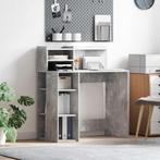 vidaXL Bureau met opbergruimte met plank Betongrijs 90 x 48, Verzenden, Nieuw