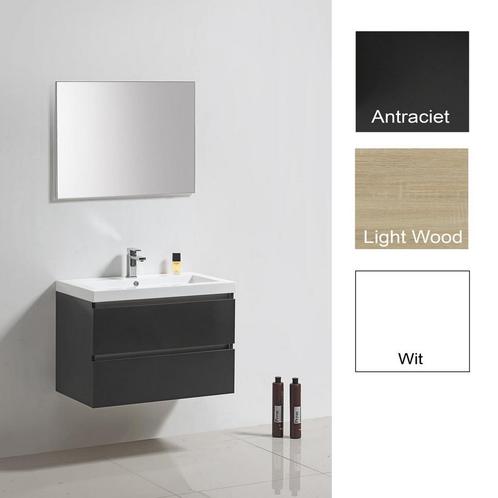 Badkamermeubelset Sanilux Trendline 80x47x50 cm Antraciet, Doe-het-zelf en Verbouw, Sanitair, Bad, Nieuw, Ophalen of Verzenden