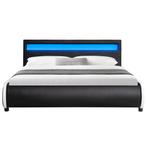 Gestoffeerd bed Sevilla - 140 x 200 cm - Zwart - LED verlich, Verzenden, Nieuw