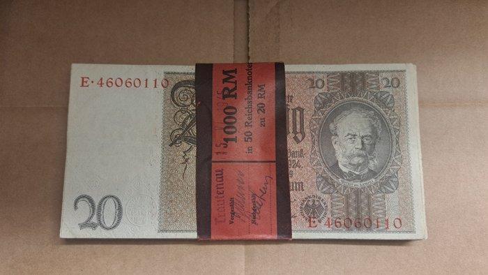 Duitsland. - 50 x 20 Reichsmark 1929 (1945) - Pick 181b -, Postzegels en Munten, Bankbiljetten | Europa | Niet-Eurobiljetten