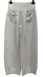 Linnen broek met brede elastische talie - steekzakjes -, Kleding | Dames, Broeken en Pantalons, Nieuw
