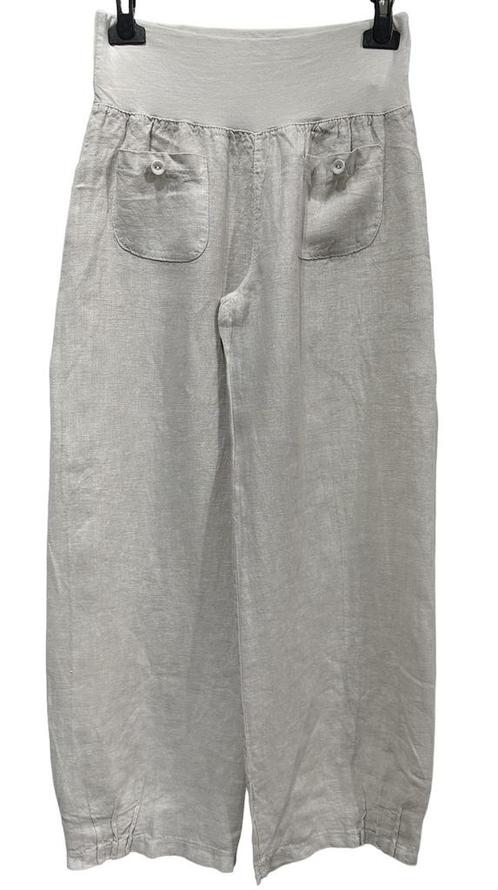 Linnen broek met brede elastische talie - steekzakjes -, Kleding | Dames, Broeken en Pantalons
