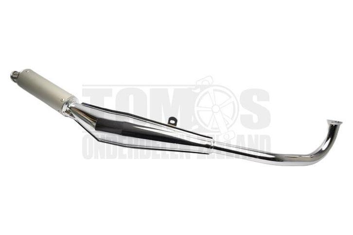Tomos Uitlaat 28mm Tecno Bullet chroom / aluminium A3 / A..., Fietsen en Brommers, Brommeronderdelen | Algemeen, Nieuw, Ophalen of Verzenden