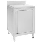 vidaXL Werktafel met kast commercieel 60x60x96 cm roestvrij, Verzenden