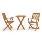 vidaXL 3-delige Bistroset inklapbaar massief acaciahout, Tuin en Terras, Verzenden, Nieuw, Hout