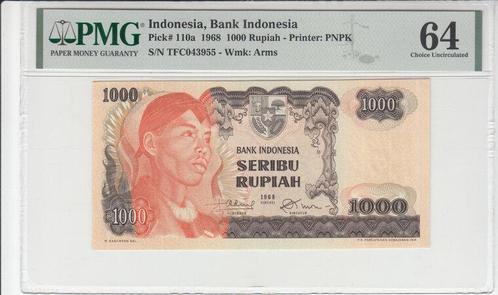 1968 Indonesia P 110a 1000 Rupiah Pmg 64, Postzegels en Munten, Bankbiljetten | Europa | Niet-Eurobiljetten, Verzenden