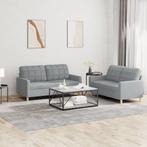 vidaXL 2-delige Loungeset met kussens stof lichtgrijs, Huis en Inrichting, Banken | Bankstellen, Verzenden, 150 tot 200 cm, Nieuw