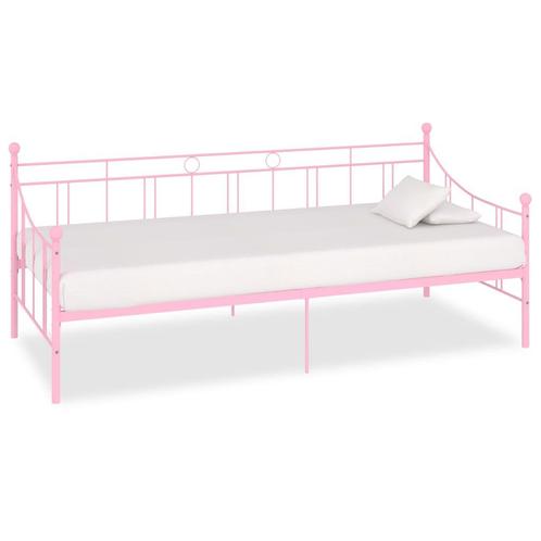 vidaXL Slaapbank metaal roze 90x200 cm, Huis en Inrichting, Slaapkamer | Bedden, 90 cm, 200 cm, Eenpersoons, Nieuw, Metaal, Verzenden