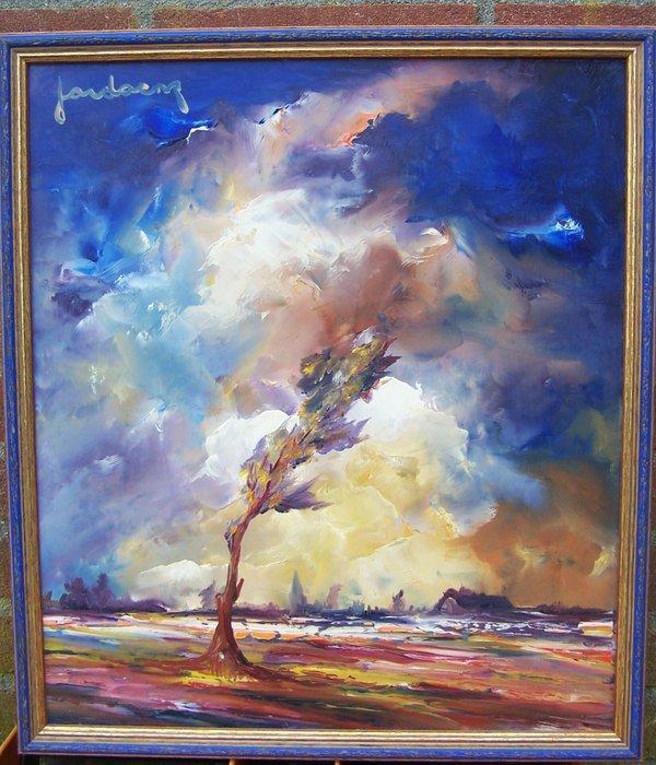 Leo Jordaens (1944-2000) - Landschap in Vlaanderen, Antiek en Kunst, Kunst | Schilderijen | Klassiek