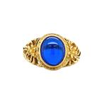 Gouden ring met blauw glas 18 krt, Nieuw, Ophalen of Verzenden