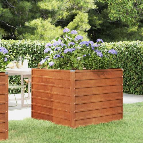 vidaXL Plantenbak verhoogd 100x100x77 cm cortenstaal roestig, Tuin en Terras, Bloembakken en Plantenbakken, 100 cm of meer, Nieuw
