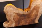 Tafellamp HYPNOTIC 50cm Lampenkap beige teak hout naturel -, Ophalen of Verzenden, Nieuw