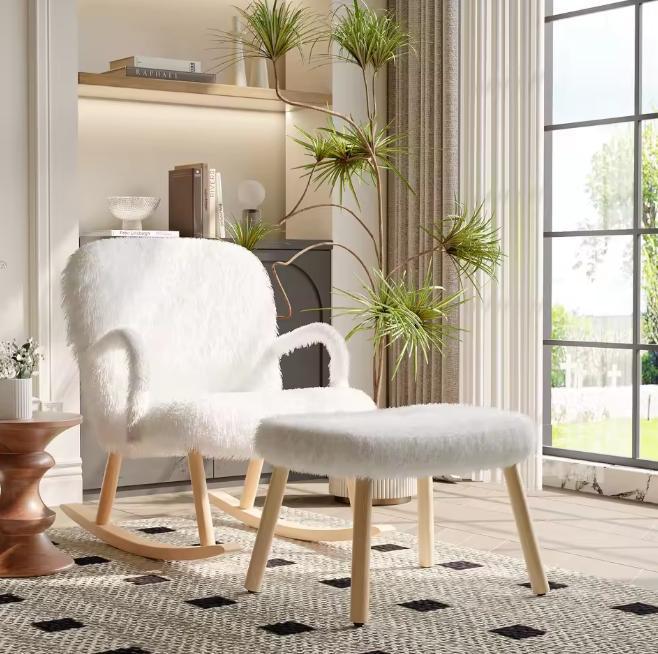 Set van 2 Schommelstoelen – Met Voetensteun &amp; Comfortabe, Huis en Inrichting, Stoelen, Nieuw, Verzenden