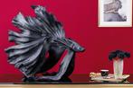 Design decoratief figuur vechtende vis CROWNTAIL 65cm zwart, Huis en Inrichting, Woonaccessoires | Vazen, Ophalen of Verzenden