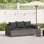 vidaXL Tuinbank 3-zits met kussens poly rattan grijs, Tuin en Terras, Tuinsets en Loungesets, Verzenden, Nieuw, Rotan