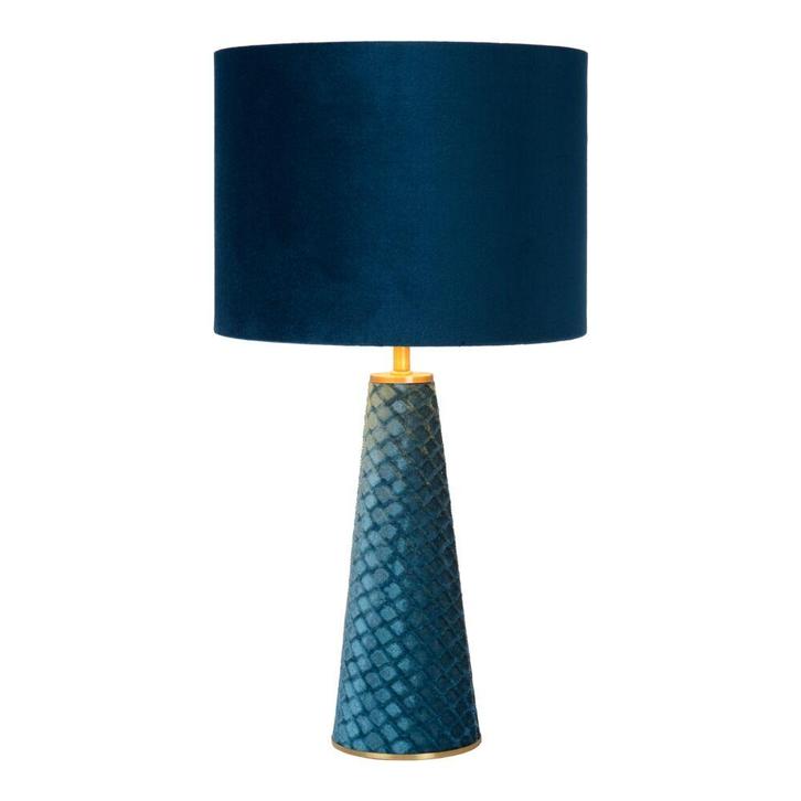 Blauwe tafellamp Extravaganza Velvet, metaal, Huis en Inrichting, Lampen | Tafellampen, Nieuw, Metaal, Minder dan 50 cm, Ophalen of Verzenden