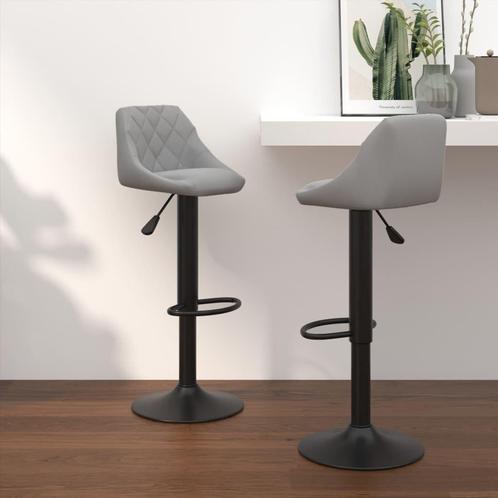 Barkrukken Lichtgrijs Fluweel - 360Â° Draaibaar - Retourde, Huis en Inrichting, Barkrukken, 90 cm of meer, 2 krukken, Nieuw, Metaal
