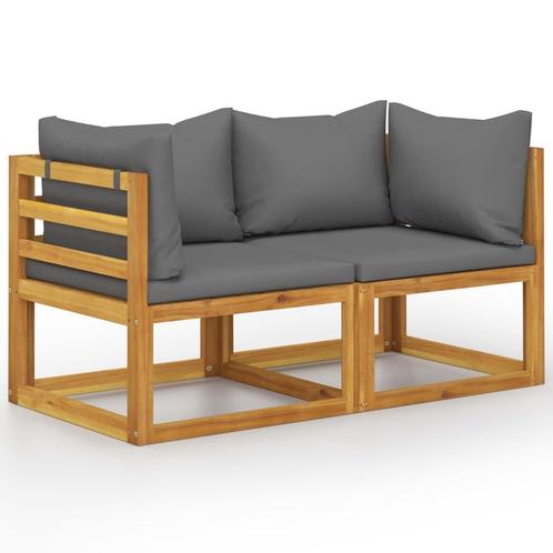 vidaXL Tuinbank 2-zits met donkergrijze kussens, Tuin en Terras, Tuinbanken, Nieuw, Hout, Verzenden