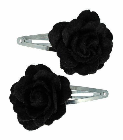Haarspeld Klikklak Roos Bloem Vilt Zilver Zwart, Sieraden, Tassen en Uiterlijk, Uiterlijk | Haarverzorging