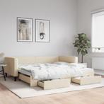 vidaXL Slaapbank met onderschuifbed en lades 100x200 cm stof, Huis en Inrichting, Slaapkamer | Bedden, 100 cm, Eenpersoons, Verzenden