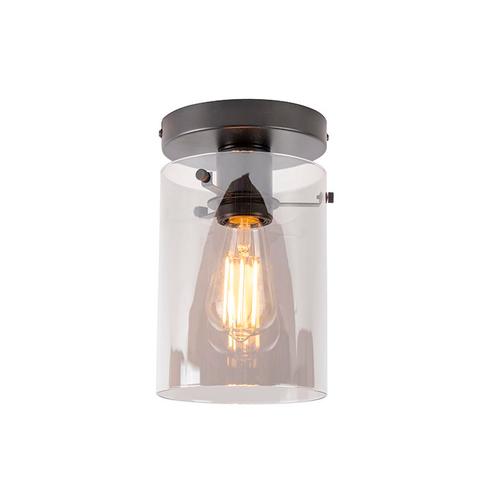 Smart plafondlamp zwart met smoke glas incl Wifi ST64 - Dome, Huis en Inrichting, Lampen | Plafondlampen, Nieuw, Glas