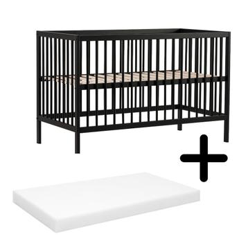 Cabino Baby Bed Mees Zwart 60 x 120 cm Met Matras beschikbaar voor biedingen