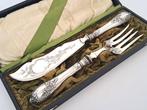 Antiek dienbestek met zilveren heft in originele etui, ca., Antiek en Kunst, Antiek | Goud en Zilver