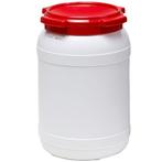 Wijdmondvat 20 liter wit met rood deksel, Ophalen of Verzenden