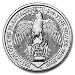 Queens Beast Falcon of the Plantagenets 2 oz 2019, Verzenden, Losse munt, Zilver