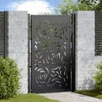 vidaXL Poort met vlamontwerp 105x155 cm staal zwart, Verzenden, Nieuw