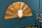 Decoratieve kandelaar GINKGO 44cm goud handgemaakt metalen, Huis en Inrichting, Woonaccessoires | Vazen, Ophalen of Verzenden