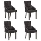 Eetkamerstoelen Leer Zwart (4 st) - Retourdeal - 60% Kort..., Ophalen of Verzenden, Nieuw, Zwart, Vier