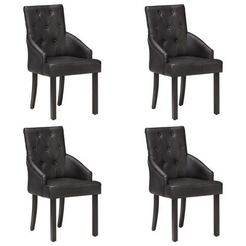 Eetkamerstoelen Leer Zwart (4 st) - Retourdeal - 60% Kort..., Huis en Inrichting, Stoelen, Vier, Zwart, Nieuw, Ophalen of Verzenden