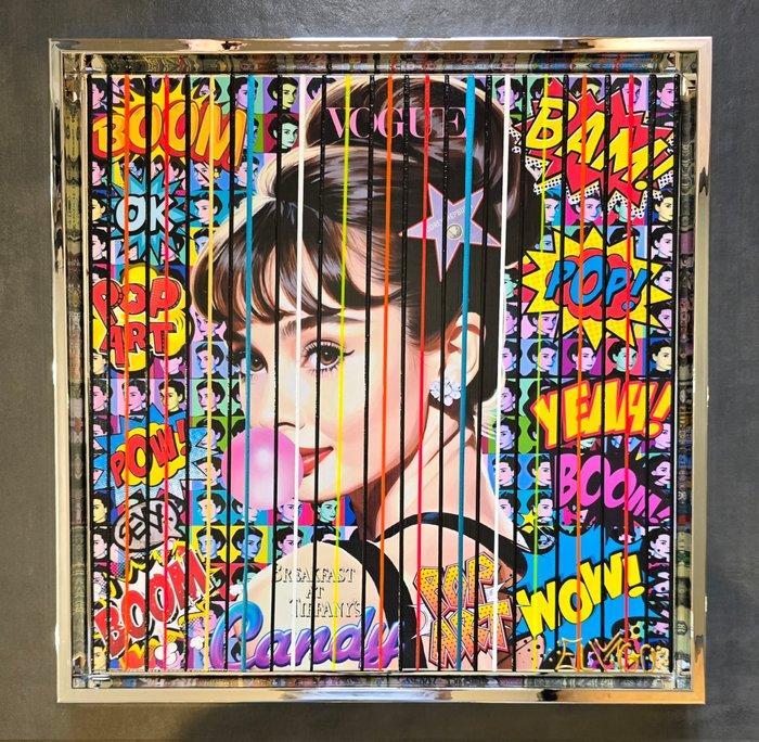 Elmago - Audrey Hepburn pop bubble 2 codebarre (large), Antiek en Kunst, Kunst | Schilderijen | Modern