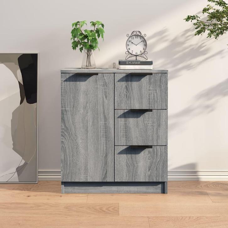 vidaXL Dressoir 60x30x70 cm bewerkt hout grijs sonoma eiken, Huis en Inrichting, Kasten | Dressoirs, 25 tot 50 cm, Nieuw, 50 tot 100 cm