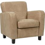 Leren fauteuil Believe - Kenia Leer Taupe - Hout zwart, Nieuw, Ophalen of Verzenden, 75 tot 100 cm, Modern