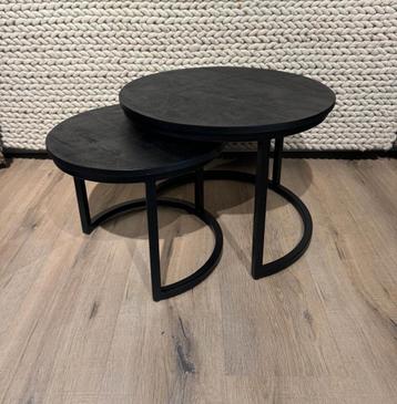 Salontafel rond set van 2 - zwart mangohout (op voorraad) beschikbaar voor biedingen