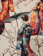 Weefsel Geishe en parasols – Japanse elegantie op een