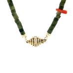Vintage jade met bloedkoraal collier met sluiting met, Sieraden, Tassen en Uiterlijk, Kettingen, Ophalen of Verzenden, Nieuw