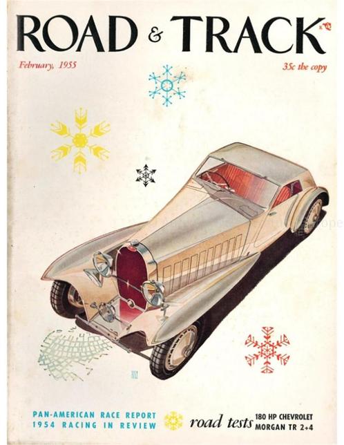 1955 ROAD AND TRACK MAGAZINE FEBRUARI ENGELS, Boeken, Auto's | Folders en Tijdschriften