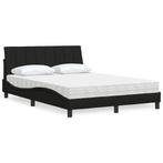 vidaXL Bed met matras stof zwart 140x190 cm, Verzenden, Zwart, Stof, Nieuw