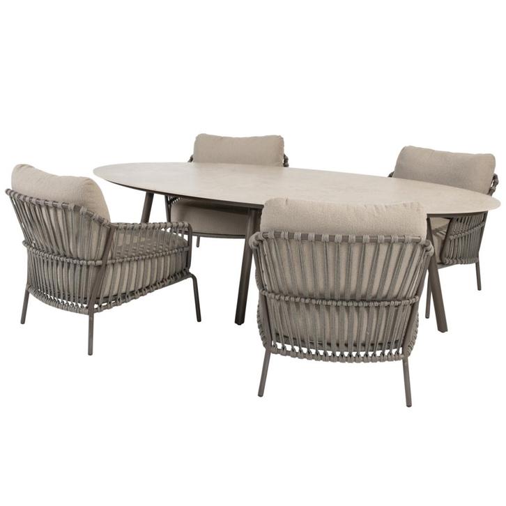 Salute Capalbio low dining tuinset 220x105xH69 cm 5 delig, Tuin en Terras, Tuinsets en Loungesets, Nieuw, Ophalen of Verzenden