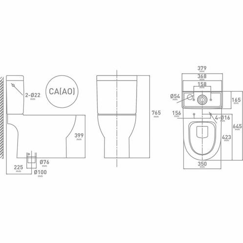 Duoblok Gustav Rimless (inclusief reservoir en zitting) AO, Doe-het-zelf en Verbouw, Sanitair, Ophalen of Verzenden