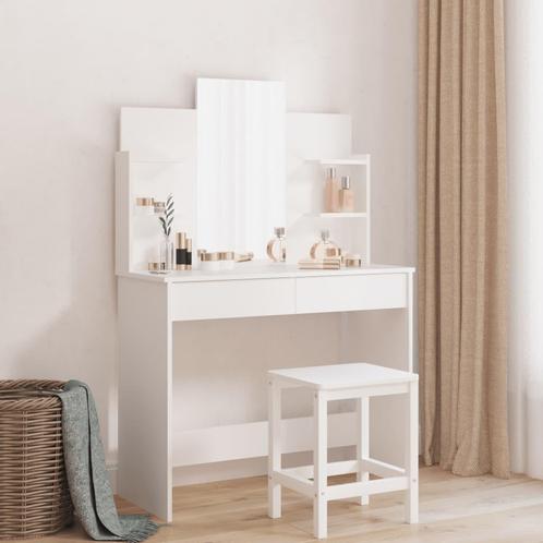 vidaXL Kaptafel met spiegel 96x39x142 cm wit, Huis en Inrichting, Tafels | Kaptafels, Nieuw, Verzenden